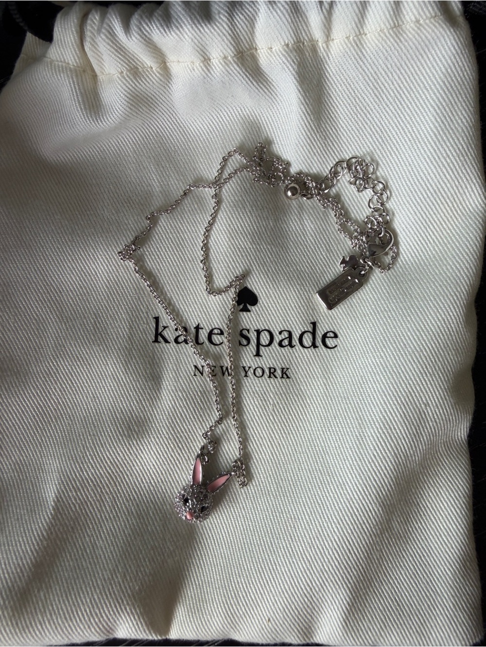 kate spade White Faux Fur Bunny Earrings and Silver Bunny Pendant Necklace - Picture 3 of 3